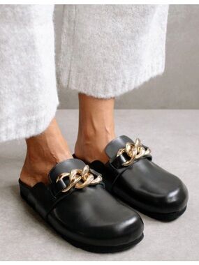 Alohas Fireplace Leather Chain Mules size 38 / 7/7.5